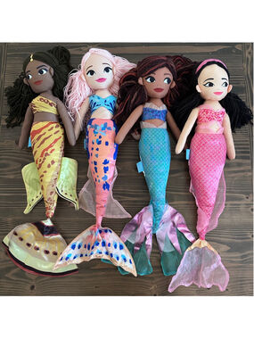 Disney Little Mermaid Plush Dolls 18” Set of 4 Ariel Sisters Large
